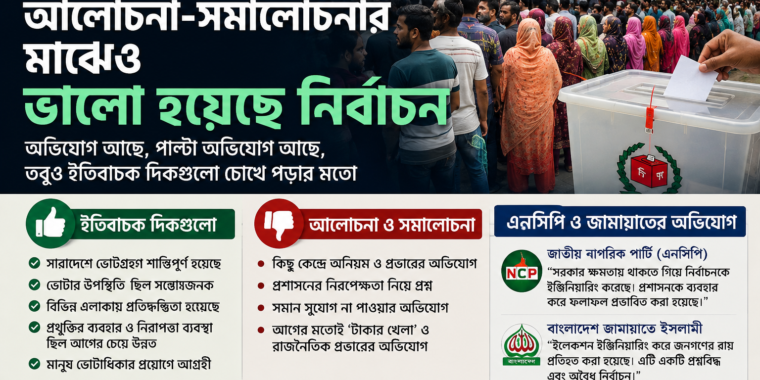 আলোচনা-সমালোচনার মাঝেও ২০২৬ নির্বাচন কি একটি ইতিবাচক বার্তা দিল?